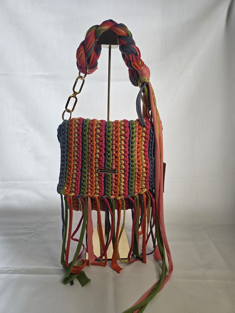 Hand Crafted Multicolor Crochet Fringe Shoulder Bag